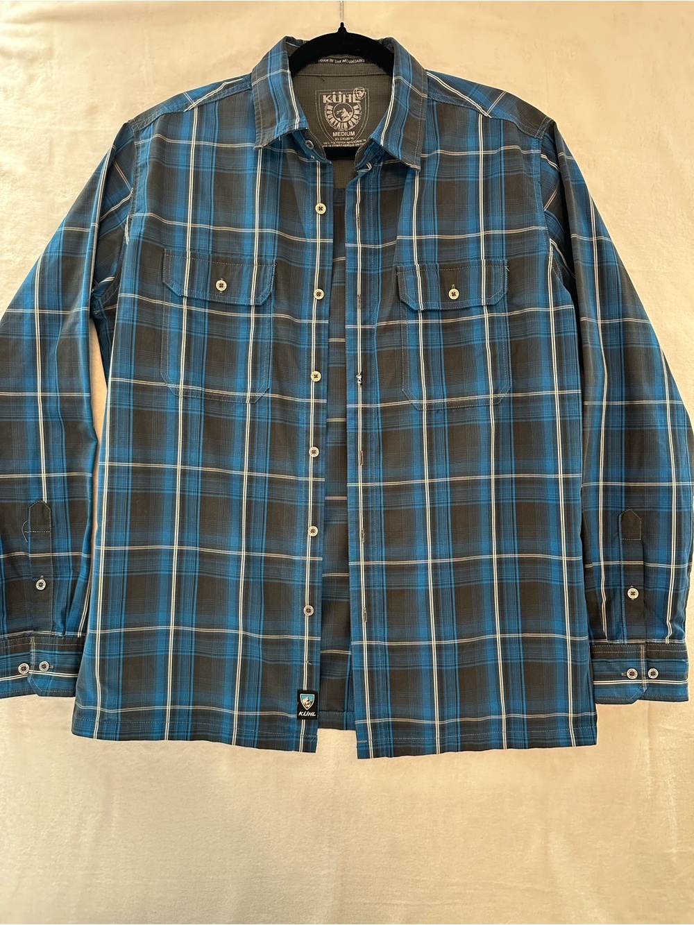 Kuhl Men's Blue and Black Plaid Button-Down Shirt